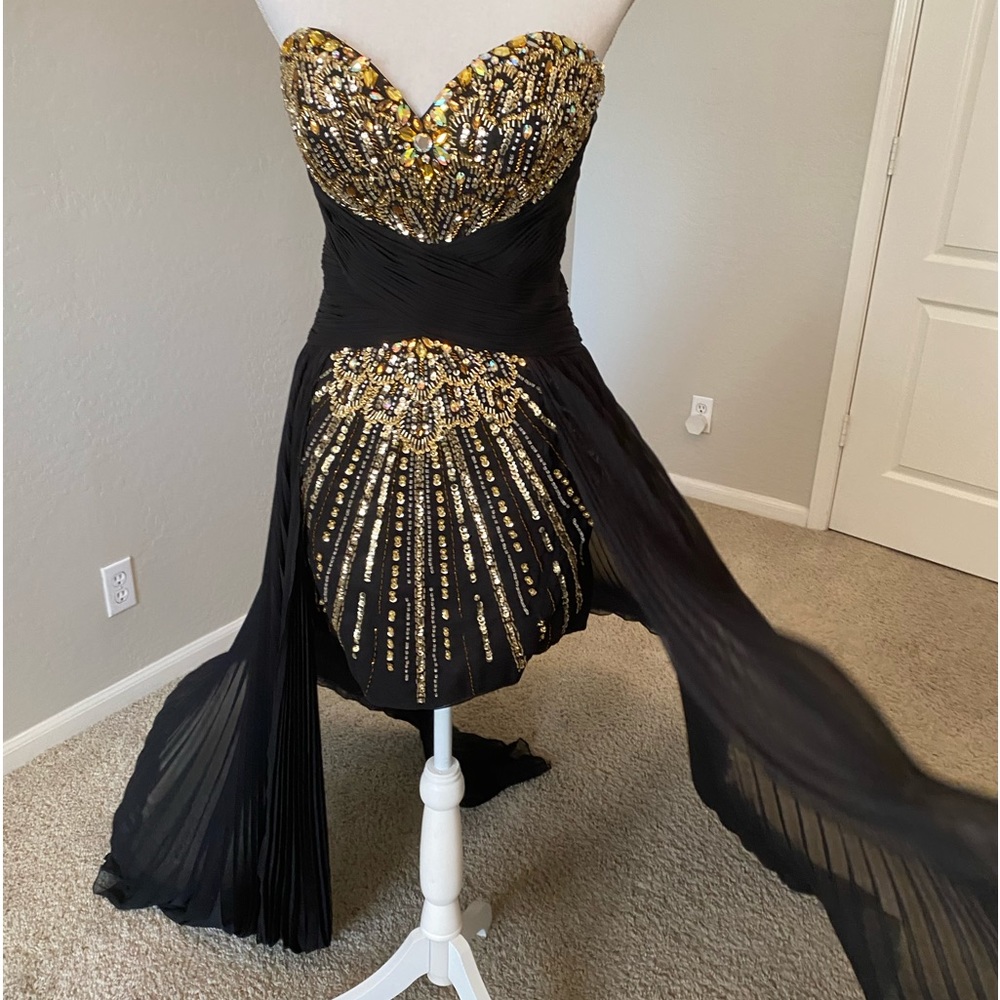 GORGEOUS Showstopper Lace Up Corset Dress top high-low prom/pageant/cocktail LBD
